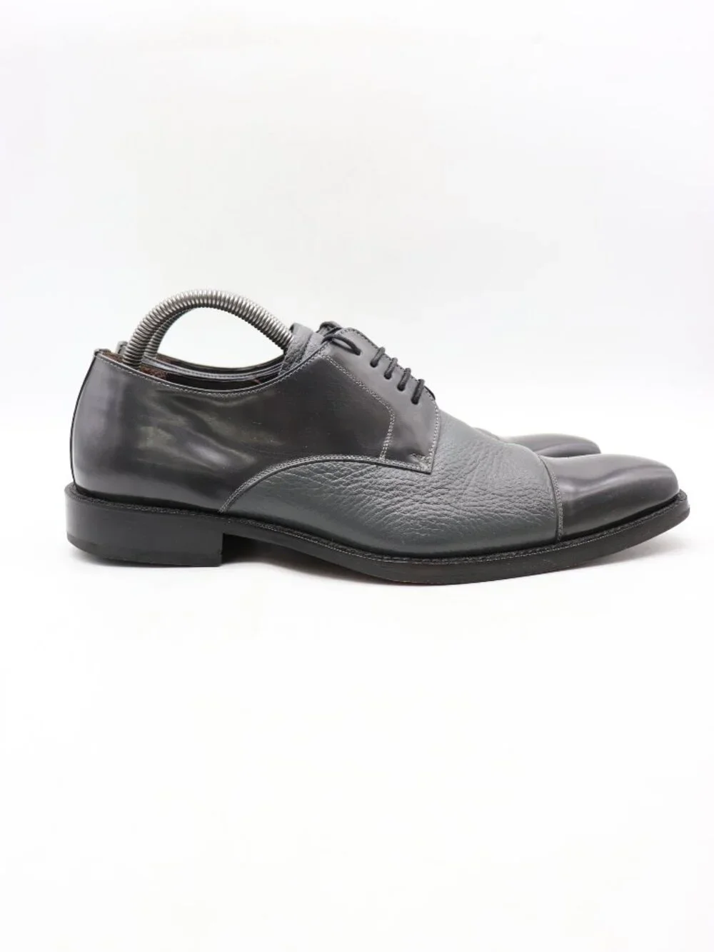 Mezlan Gray Leather Cap Toe Men's Size 8.5 M Derby Oxford Dress Shoes